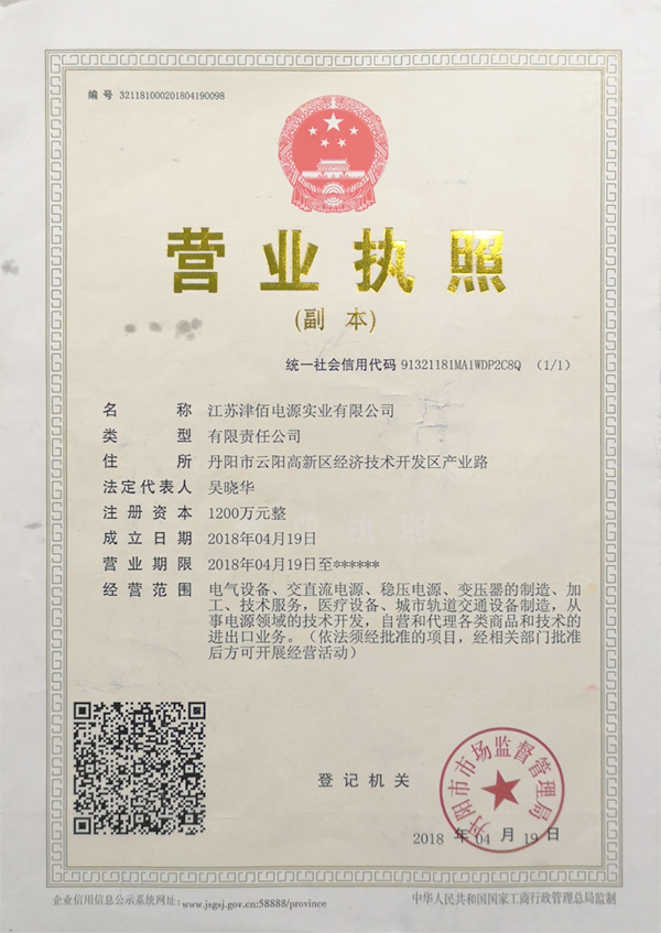 Jiangsu Business License