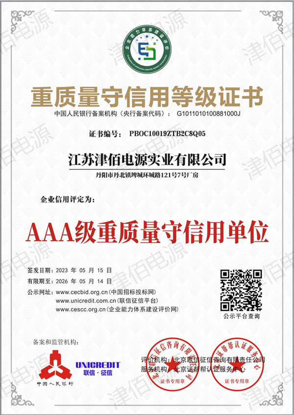 Certificate of Quality and Creditworthiness